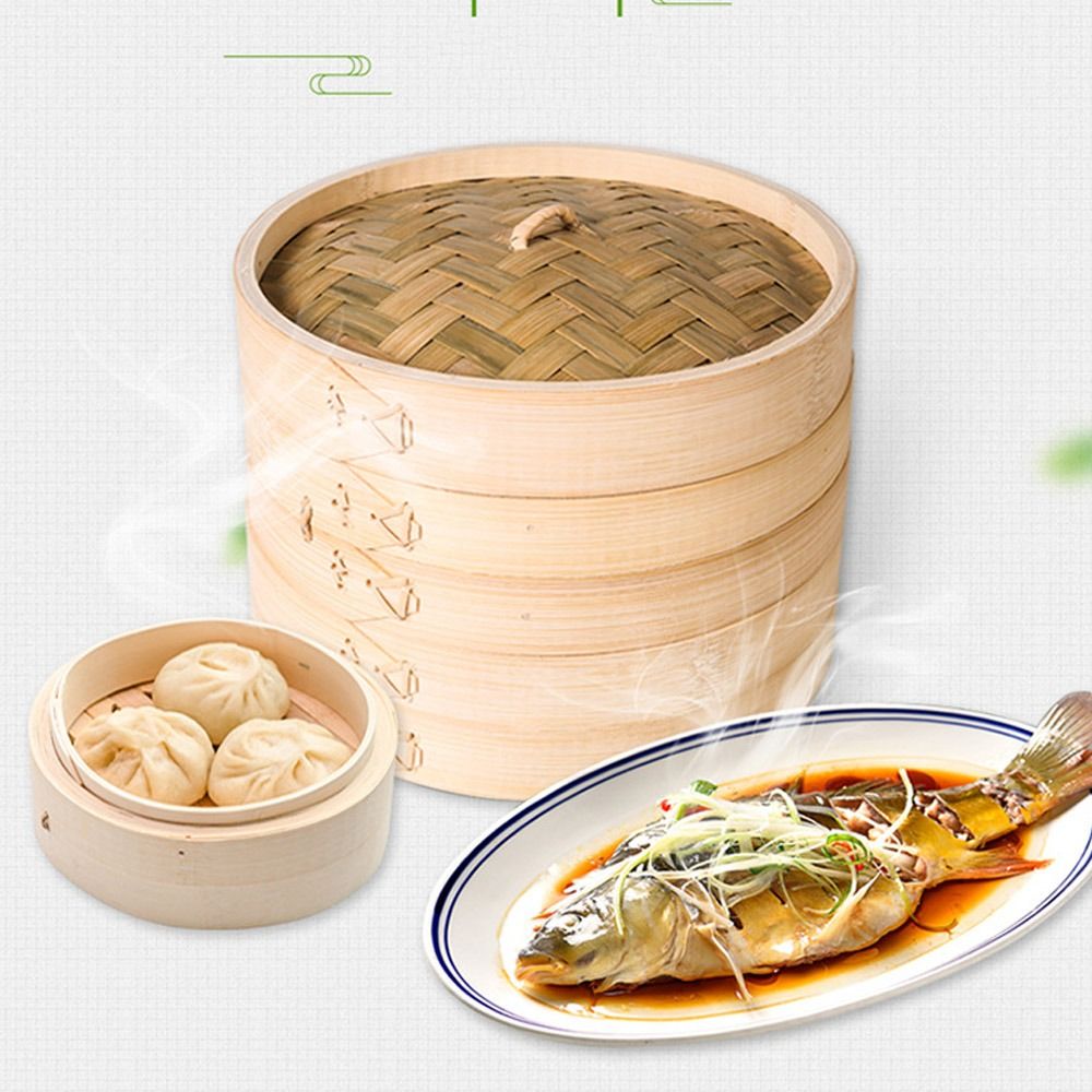 Bamboo Steamer Basket with Lid - Bao Steamer Bamboo 评论和价格
